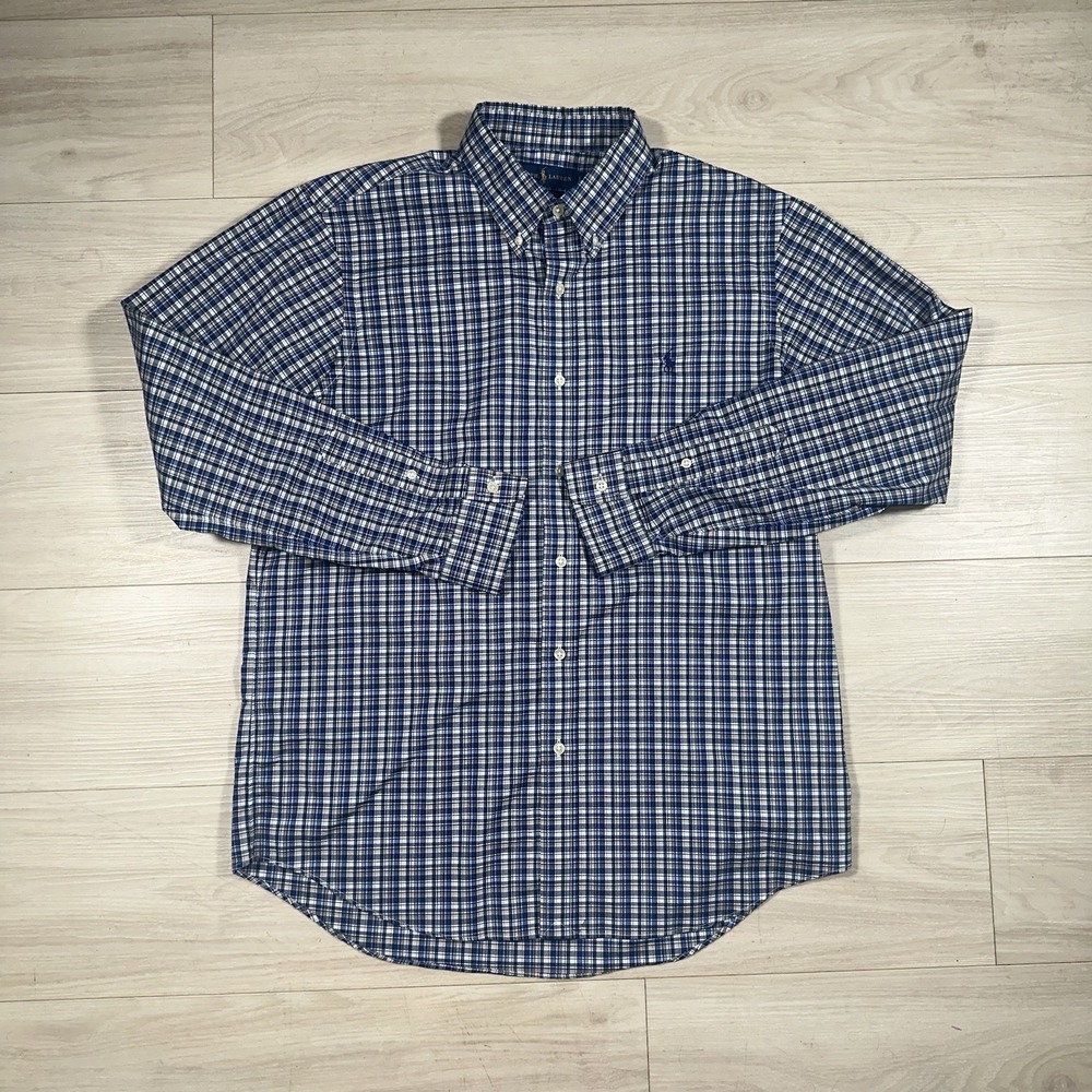 Polo Ralph Lauren Men's Classic Fit Performance Blue Plaid Button Up Size Large